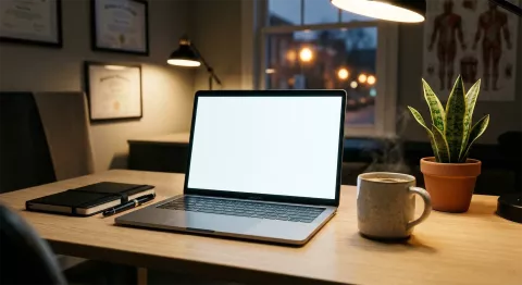 Laptop on a desk